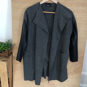 Zara Knit Jacket with Leather Sleeves
